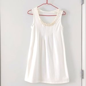 White dress with faux pearls